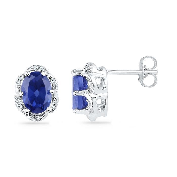 Boucles d'Oreilles Femme Halo 4.50 Carats Saphir & Diamants - HarryChadEnt.FR