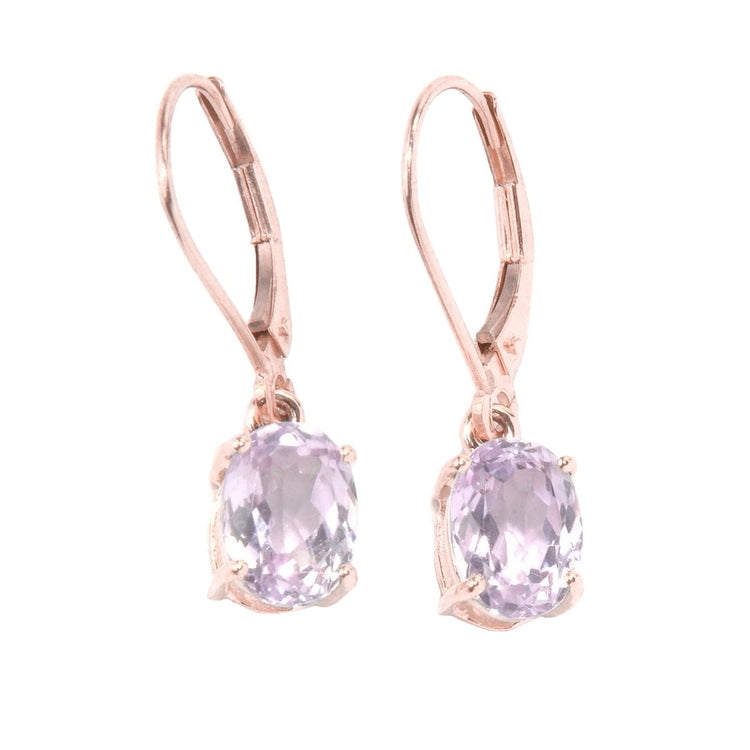 Boucles d'Oreilles Ovales Rose Kunzite Lady Dangle Or Rose 14K 26 Ct - HarryChadEnt.FR