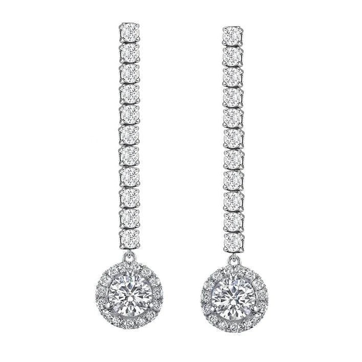 Boucles d'Oreilles Pendantes Diamant Or Blanc 14K 6.75 Carats