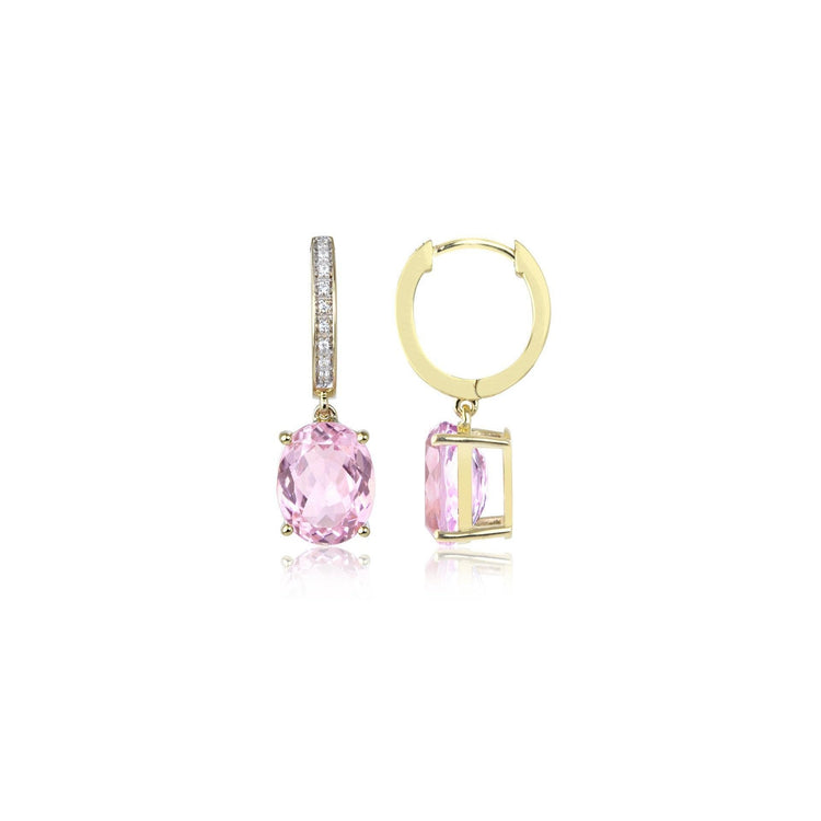Boucles d'Oreilles Pendantes Kunzite Avec Diamants 26.50 Carats Or Jaune - HarryChadEnt.FR