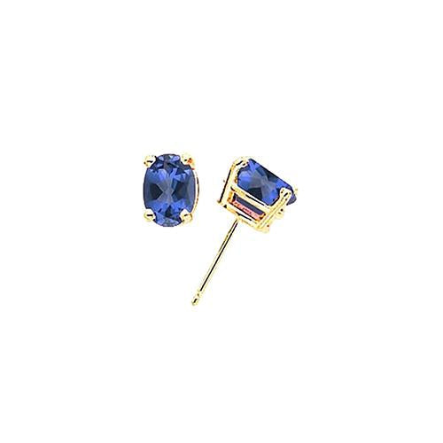 Boucles d'Oreilles Saphir Bleu 2 Carats Or Jaune 14K - HarryChadEnt.FR