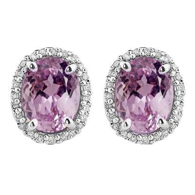 Boucles d'Oreilles en Or Blanc 14K Kunzite Rose & Diamant 35.10 Carats Neuf - HarryChadEnt.FR