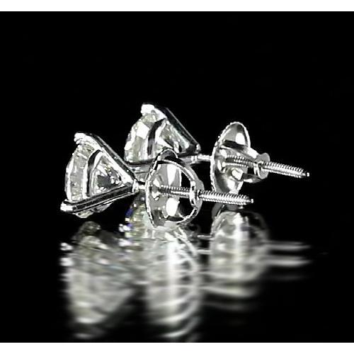 Boucles d'oreilles Martini 1,20 carats serties d'un diamant rond en or blanc 14 carats - HarryChadEnt.FR