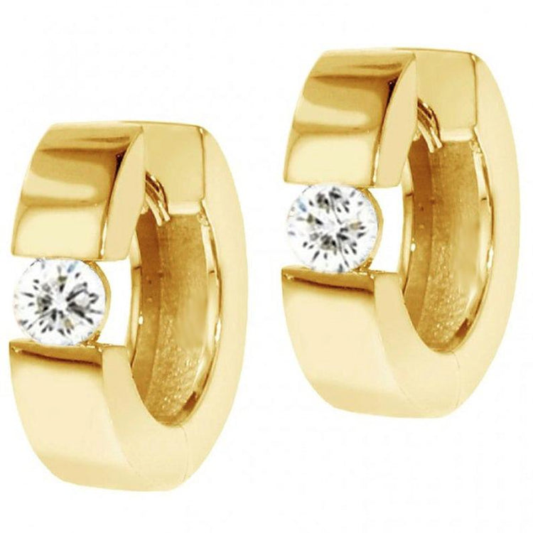 Boucles d'oreilles créoles solitaires à diamants articulés 1 carat Huggies - HarryChadEnt.FR