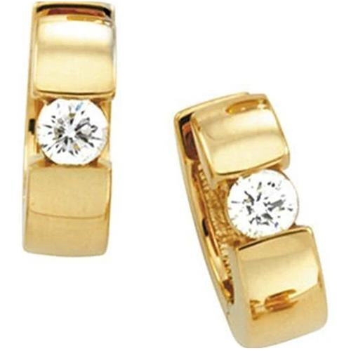 Boucles d'oreilles créoles solitaires à diamants articulés 1 carat Huggies - HarryChadEnt.FR