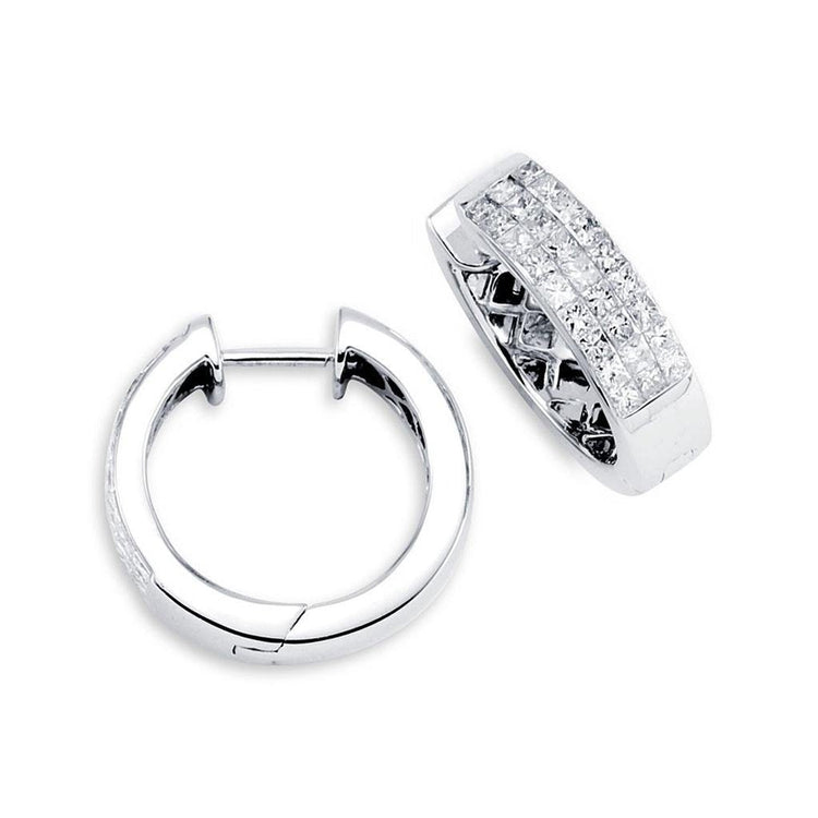 Boucles d'oreilles créoles femme diamant taille princesse 2.7 ct - HarryChadEnt.FR