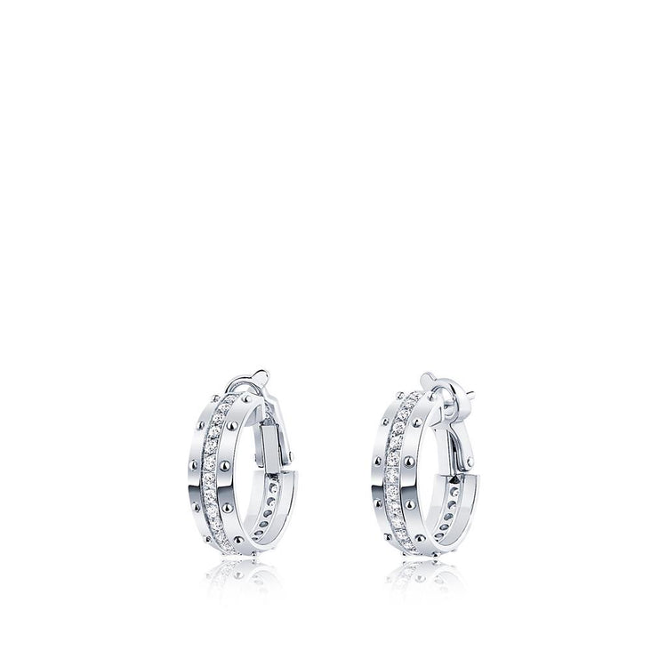 Boucles d'oreilles créoles Lady diamants taille ronde étincelante de 3.20 cts or blanc - HarryChadEnt.FR
