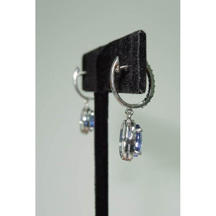 Boucles d'oreilles créoles ovales en tanzanite et diamants ronds de 3.64 carats - HarryChadEnt.FR