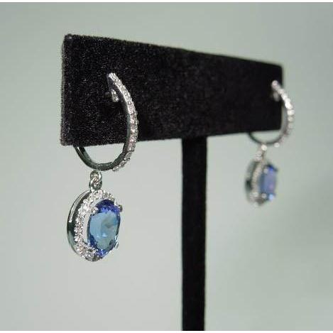 Boucles d'oreilles créoles ovales en tanzanite et diamants ronds de 3.64 carats - HarryChadEnt.FR