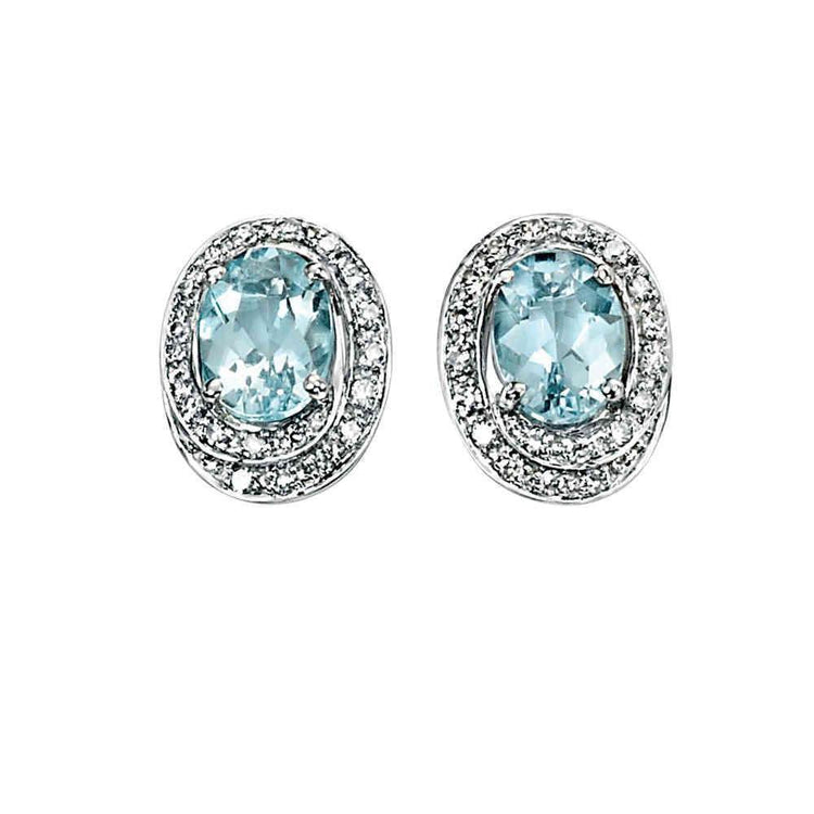 Boucles d'oreilles dames aigue-marine et diamants de 4.50 ct en or blanc 14K - HarryChadEnt.FR