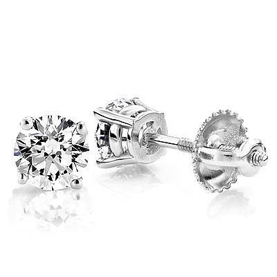 Boucles d'oreilles dames serties de diamants ronds 1 carat - HarryChadEnt.FR