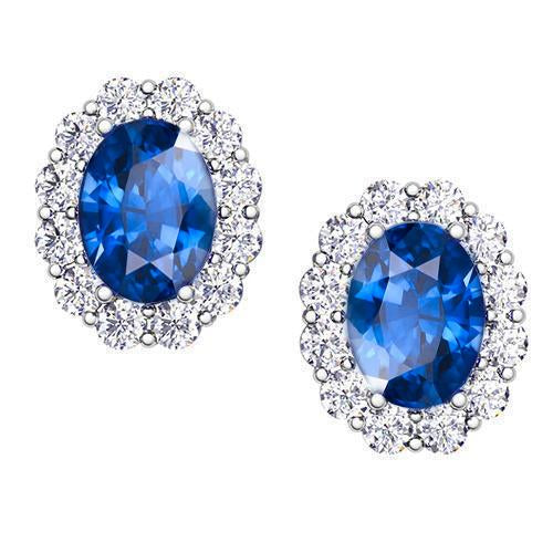 Boucles d'oreilles diamant diamant taille ovale saphir 4.20 carats - HarryChadEnt.FR