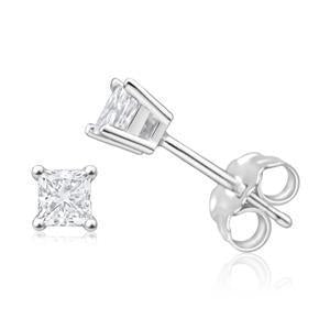 Boucles d'oreilles diamant en forme de princesse F Vs1 en or blanc 2.0 carats 14K - HarryChadEnt.FR
