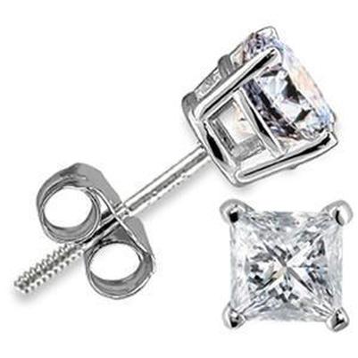 Boucles d'oreilles en diamant à quatre griffes de taille princesse de 1 carat - HarryChadEnt.FR