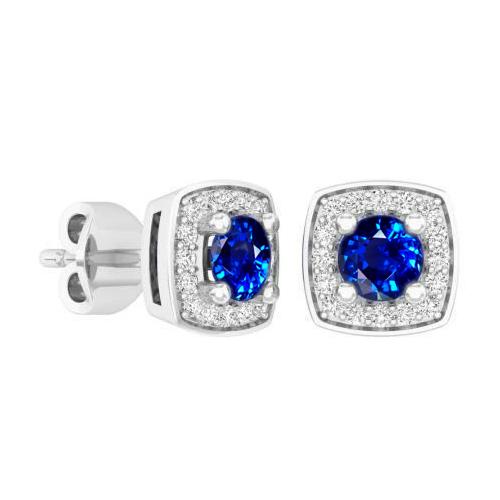 Boucles d'oreilles en grappe de diamants saphir du Sri Lanka de 2.40 ct - HarryChadEnt.FR