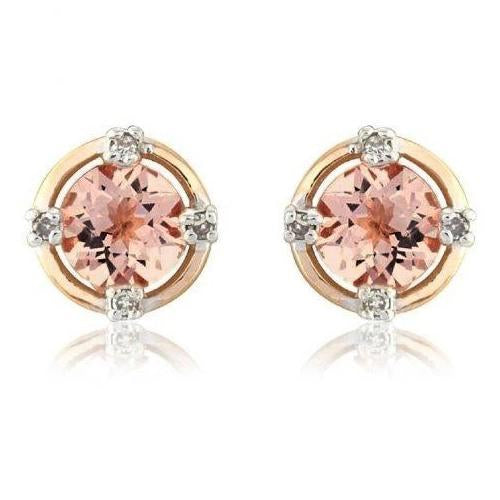 Boucles d'oreilles en or 14K 10.40 carats Morganite avec diamants - HarryChadEnt.FR