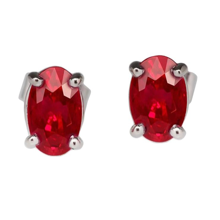 Boucles d'oreilles en or blanc 14K 10k Rubis - HarryChadEnt.FR