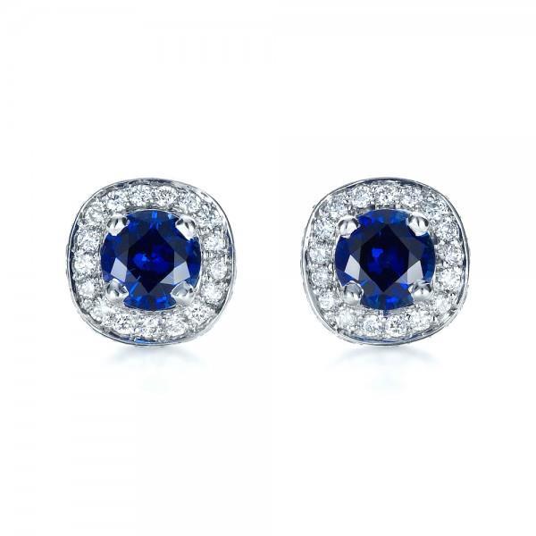 Boucles d'oreilles en or blanc avec saphir et diamants de 4.70 ct - HarryChadEnt.FR