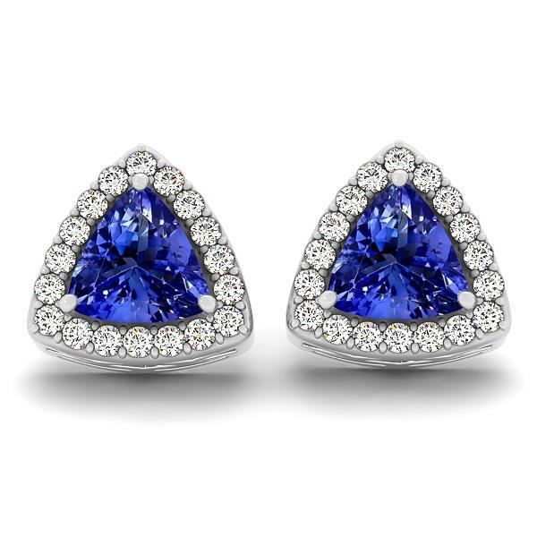 Boucles d'oreilles en tanzanite et diamant Lady Halo de 4.50 carats - HarryChadEnt.FR