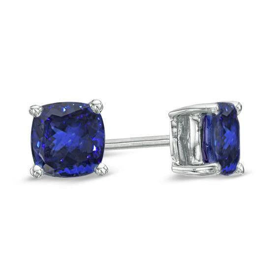 Boucles d'oreilles en tanzanite taille coussin 4 carats en or blanc 14 carats - HarryChadEnt.FR