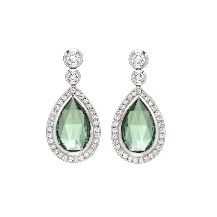Boucles d'oreilles pendantes avec diamants en tourmaline verte de 15.66 ct - HarryChadEnt.FR