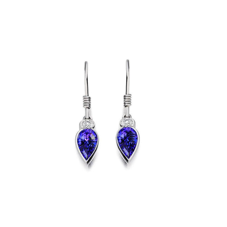 Boucles d'oreilles pendantes pour femmes 4.20 Carats Tanzanite avec diamants Or 14K - HarryChadEnt.FR
