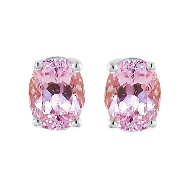 Boucles d'oreilles pour dames Kunzite taille ovale 25 carats en or blanc 14K - HarryChadEnt.FR