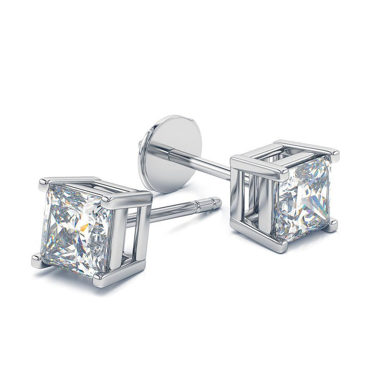 Boucles d'oreilles pour femmes taille princesse 1.8 ct en or blanc 14 carats - HarryChadEnt.FR