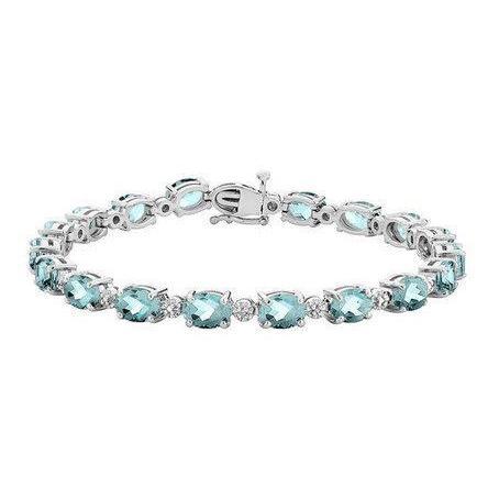 Bracelet 29.50 Carats Aigue-Marine Et Diamants Or Blanc 14K Nouveau - HarryChadEnt.FR