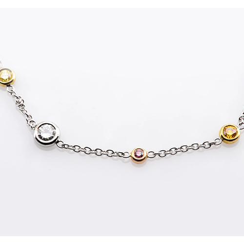 Bracelet Diamant Saphir Rose & Jaune 2.95 Carats Femme Bijoux - HarryChadEnt.FR