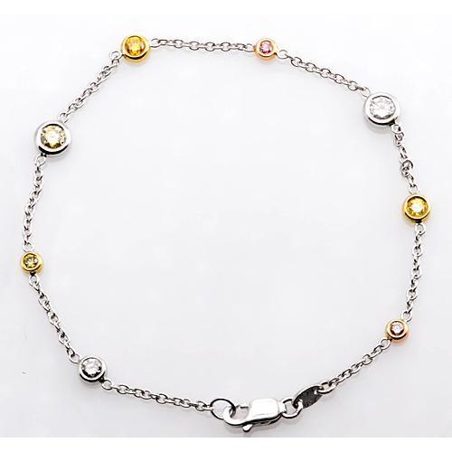 Bracelet Diamant Saphir Rose & Jaune 2.95 Carats Femme Bijoux - HarryChadEnt.FR