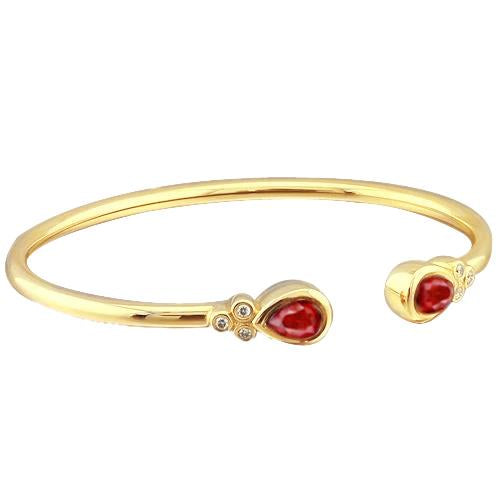 Bracelet Jonc Diamant Rubis Femme 2.30 Carats Or Jaune 14K - HarryChadEnt.FR