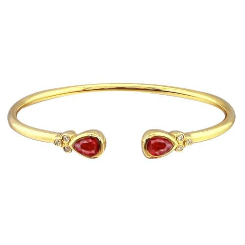 Bracelet Jonc Diamant Rubis Femme 2.30 Carats Or Jaune 14K - HarryChadEnt.FR