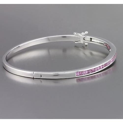 Bracelet Jonc Saphir Rose 5 Carats Femme Bijoux Or Blanc - HarryChadEnt.FR