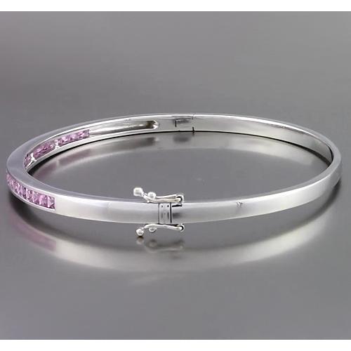 Bracelet Jonc Saphir Rose 5 Carats Femme Bijoux Or Blanc - HarryChadEnt.FR