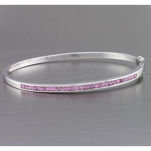 Bracelet Jonc Saphir Rose 5 Carats Femme Bijoux Or Blanc - HarryChadEnt.FR