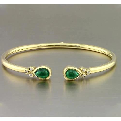 Bracelet Or Jaune Vert Emeraude Pierres Précieuses 2.30 Carats Femme Bijoux Neuf - HarryChadEnt.FR