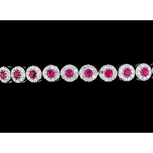 Bracelet Tennis 12 Carats Sertie De Griffes Saphir Rose Or Blanc 14K - HarryChadEnt.FR