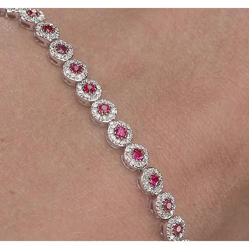 Bracelet Tennis 12 Carats Sertie De Griffes Saphir Rose Or Blanc 14K - HarryChadEnt.FR
