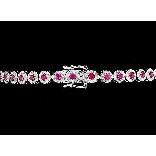 Bracelet Tennis 12 Carats Sertie De Griffes Saphir Rose Or Blanc 14K - HarryChadEnt.FR
