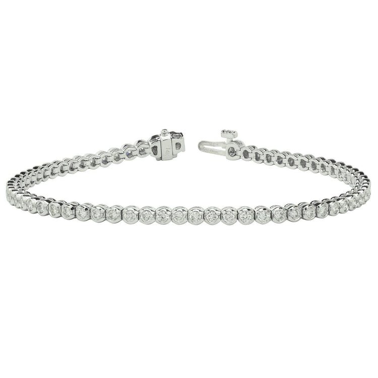 4.50 Carats Bracelet Tennis Diamant Rond Demi Lunette sertie WG 14K - HarryChadEnt.FR