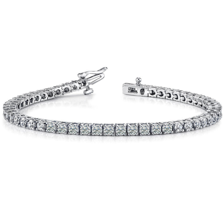 Bracelet Tennis Diamant Femme Scintillant Or Blanc 14K 6.60 Carats - HarryChadEnt.FR