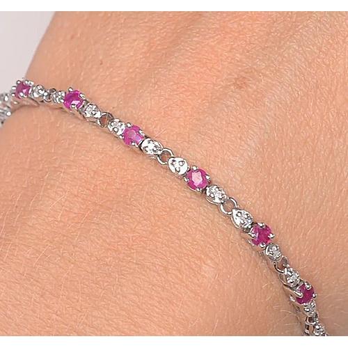 Bracelet Tennis Diamant Saphir Rose 9 Carats Femme Bijoux Neuf - HarryChadEnt.FR