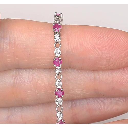 Bracelet Tennis Diamant Saphir Rose 9 Carats Femme Bijoux Neuf - HarryChadEnt.FR
