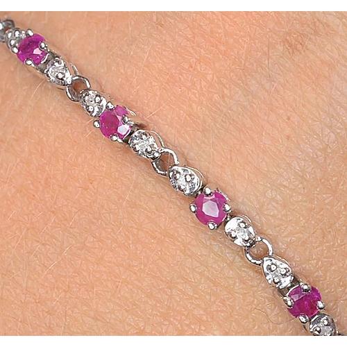 Bracelet Tennis Diamant Saphir Rose 9 Carats Femme Bijoux Neuf - HarryChadEnt.FR