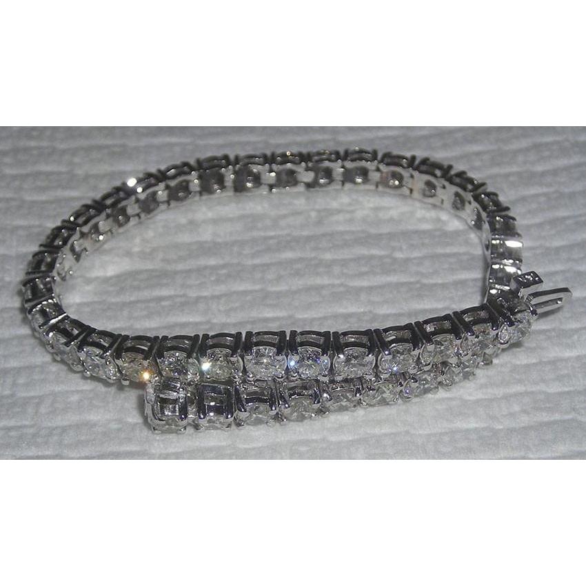 Bracelet Tennis 10.08 Carats Diamants Or Blanc Scintillant - HarryChadEnt.FR