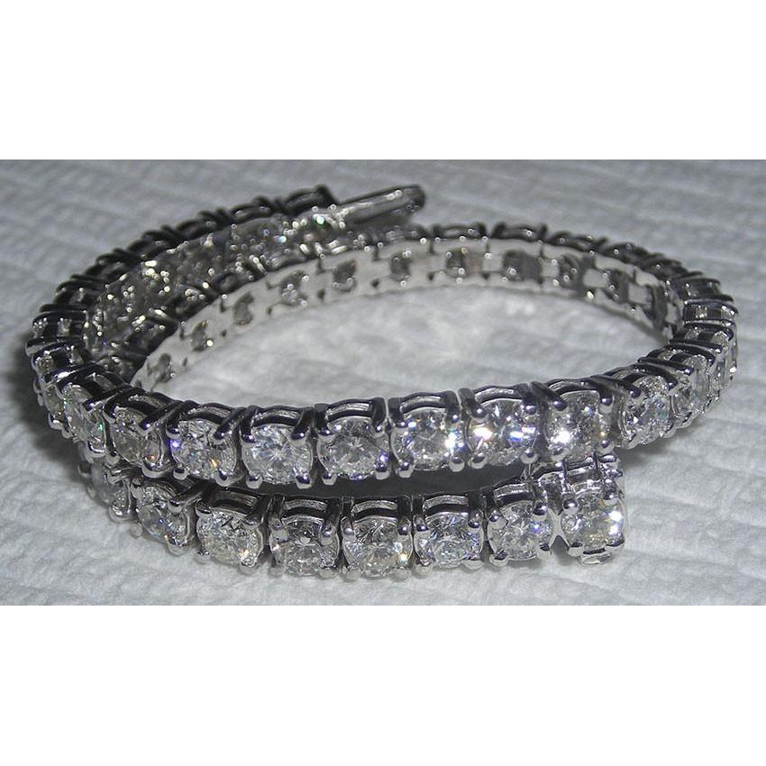 Bracelet Tennis 10.08 Carats Diamants Or Blanc Scintillant - HarryChadEnt.FR