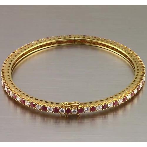 Bracelet Tennis Rubis Et Diamants 12.54 Carats Or Jaune Neuf - HarryChadEnt.FR