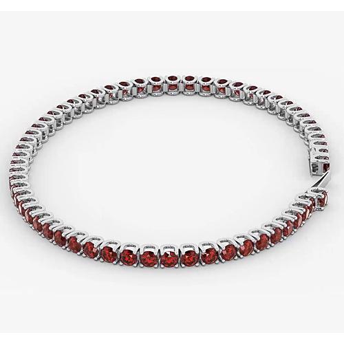 Bracelet Tennis Rubis Or Blanc 14K 5.90 Carats Bijoux Neuf - HarryChadEnt.FR