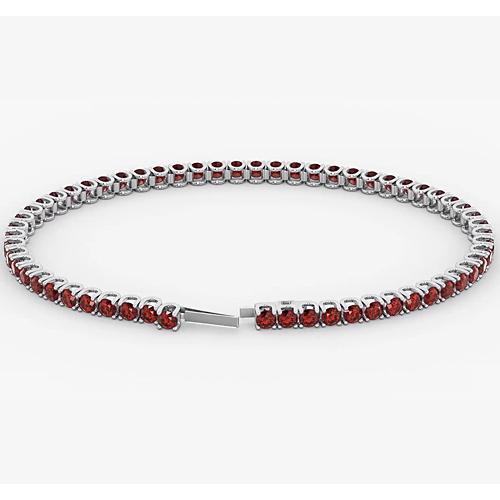 Bracelet Tennis Rubis Or Blanc 14K 5.90 Carats Bijoux Neuf - HarryChadEnt.FR